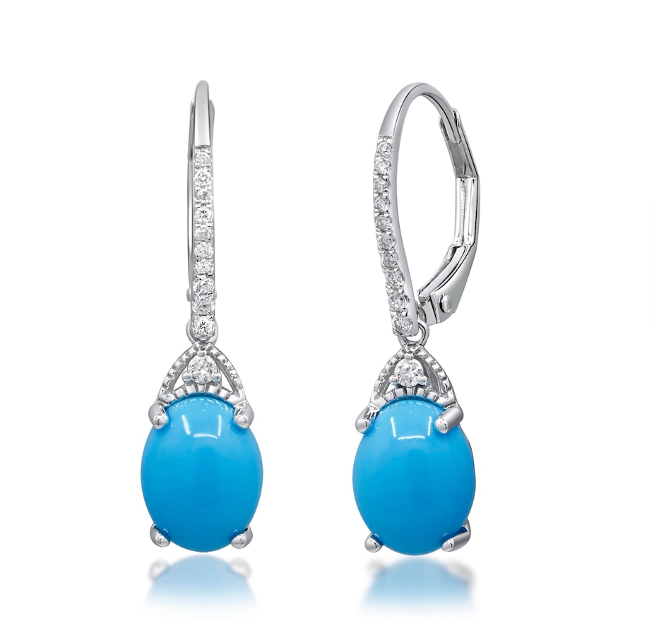 Image 708777_ALTMORE1.jpg, Product 708-777 / Price $1,099.99, Cirari 14K White Gold Oval Turquoise with Diamond Accent Earrings from Cirari on TSC.ca's Jewellery department