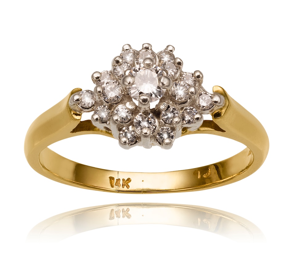 Image 708920_ALTMORE1.jpg, Product 708-920 / Price $895.00, 14KT Yellow and White Gold Elongated Diamond Cluster Ring from Estate Originals on TSC.ca's Jewellery department