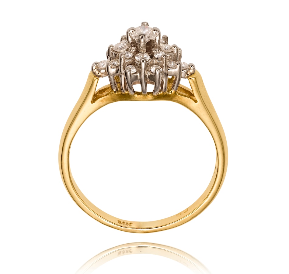 Image 708920_ALTMORE2.jpg, Product 708-920 / Price $895.00, 14KT Yellow and White Gold Elongated Diamond Cluster Ring from Estate Originals on TSC.ca's Jewellery department