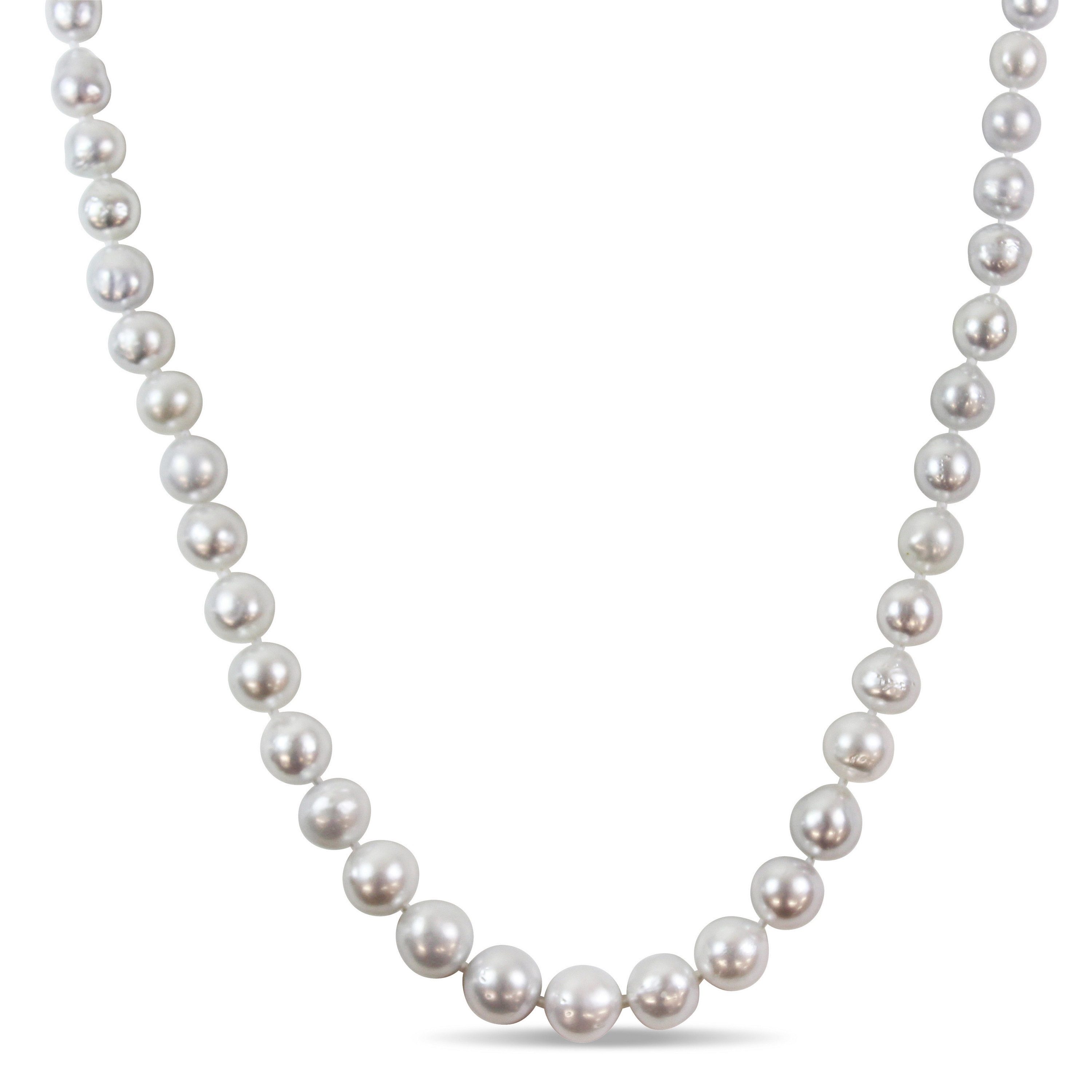 14K Yellow Gold 10-12.4mm Natural White Cultured Freshwater Pearl Necklace