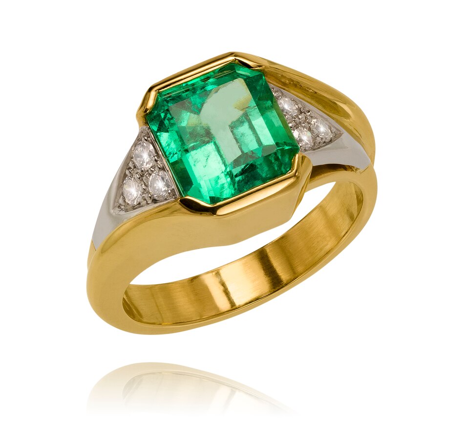 Image 709046.jpg, Product 709-046 / Price $6,995.00, 18KT Yellow and White Gold 3.50 Carat Emerald Cut Emerald and Diamond Ring from Estate Originals on TSC.ca's Jewellery department