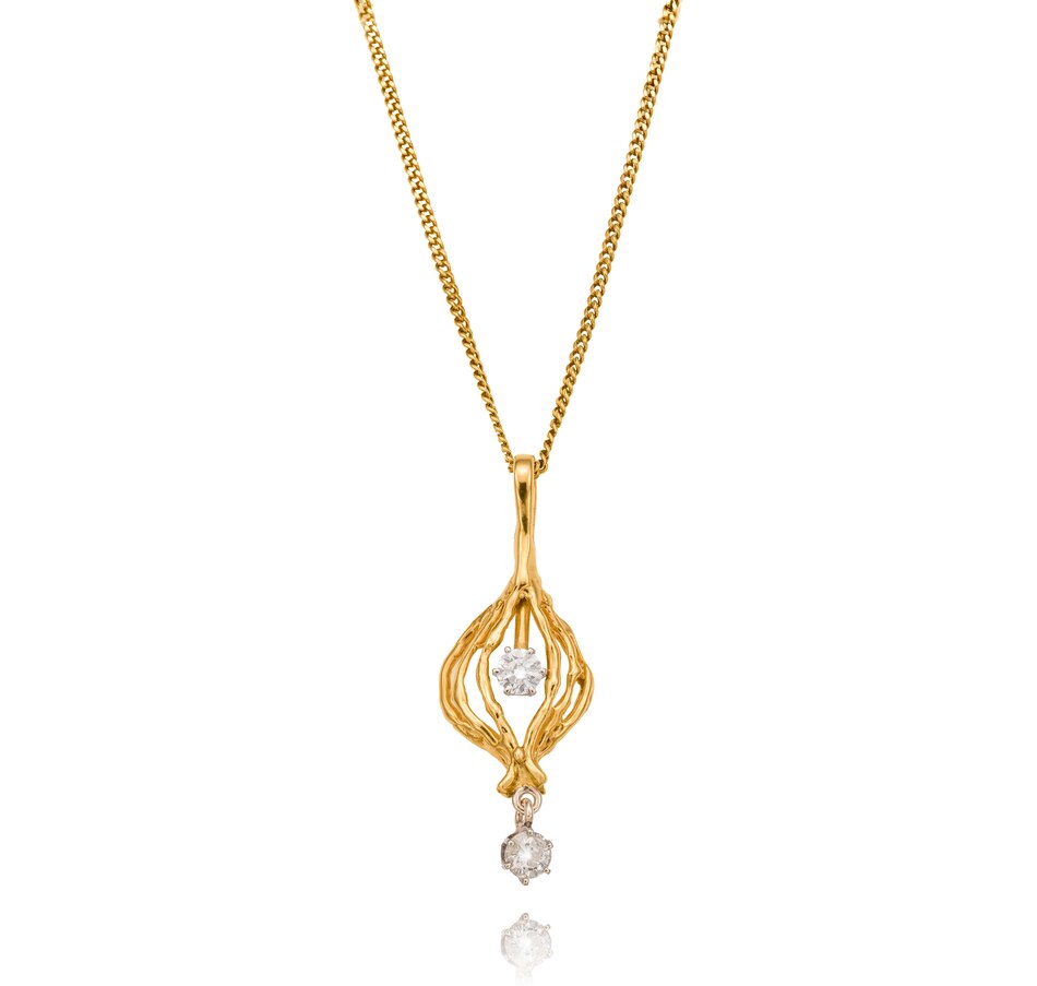 Image 709091.jpg, Product 709-091 / Price $1,795.00, 14KT Yellow and White Gold Double Diamond Drop Pendant from Estate Originals on TSC.ca's Jewellery department