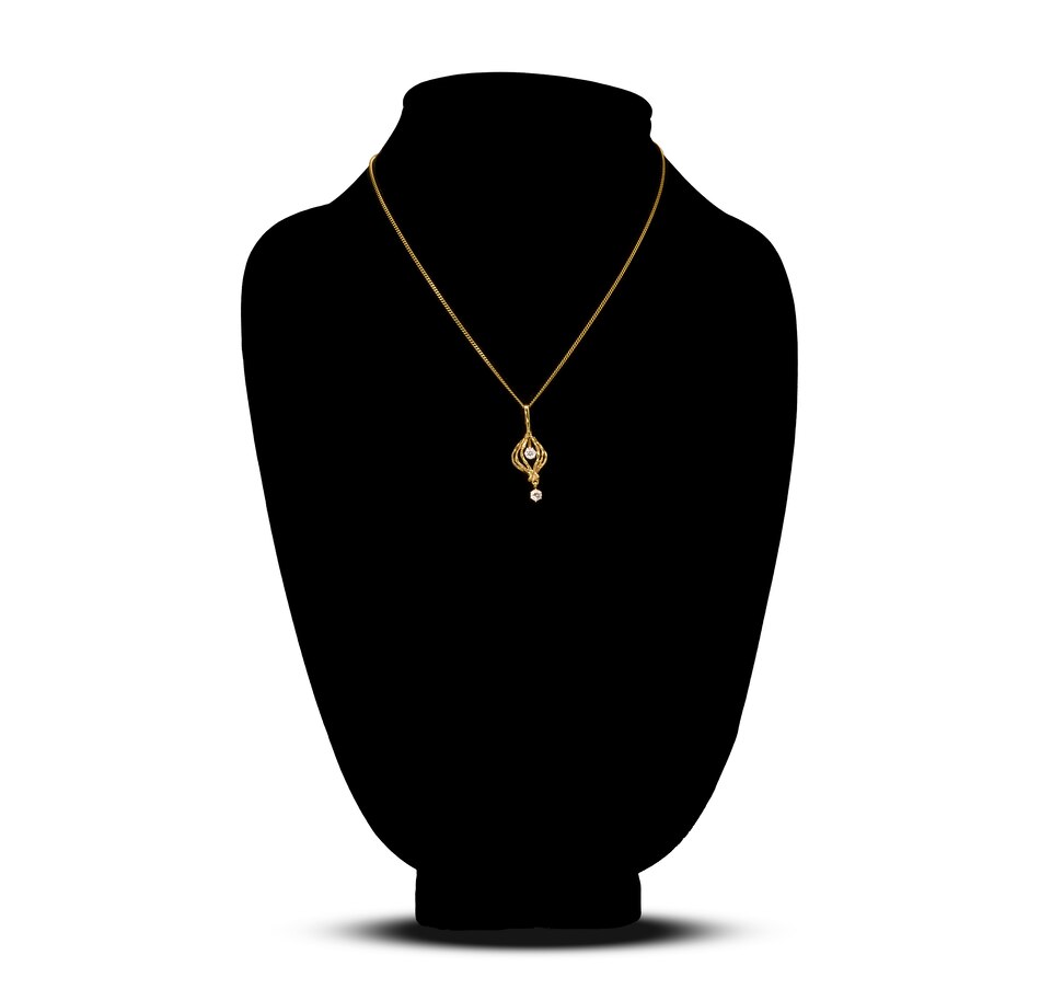 Image 709091_ALTMORE2.jpg, Product 709-091 / Price $1,795.00, 14KT Yellow and White Gold Double Diamond Drop Pendant from Estate Originals on TSC.ca's Jewellery department