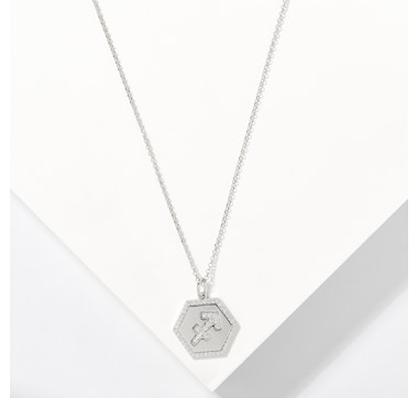 Diamonelle Sterling Silver Rhodium Plate Diamonelle Zodiac Pendant with Chain