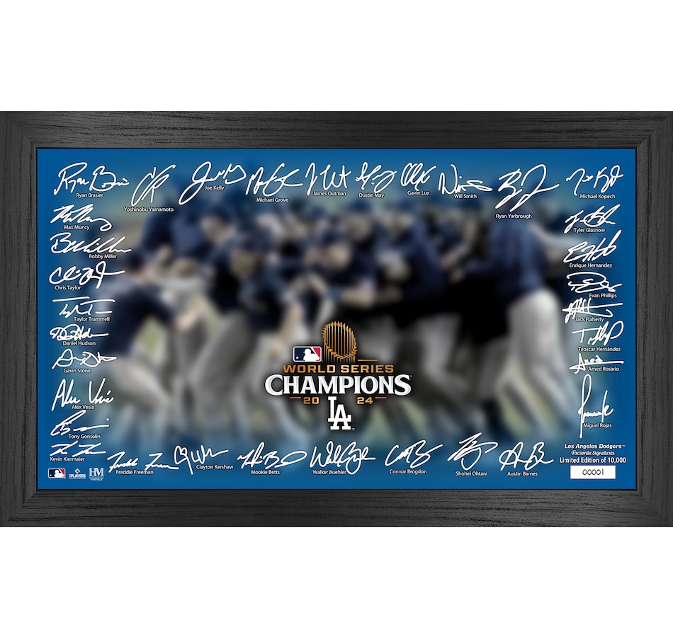 Image 709403.jpg, Product 709-403 / Price $99.99, LA Dodgers 2024 World Series Champions Celebration Signature Frame from Highland Mint on TSC.ca's Sports department
