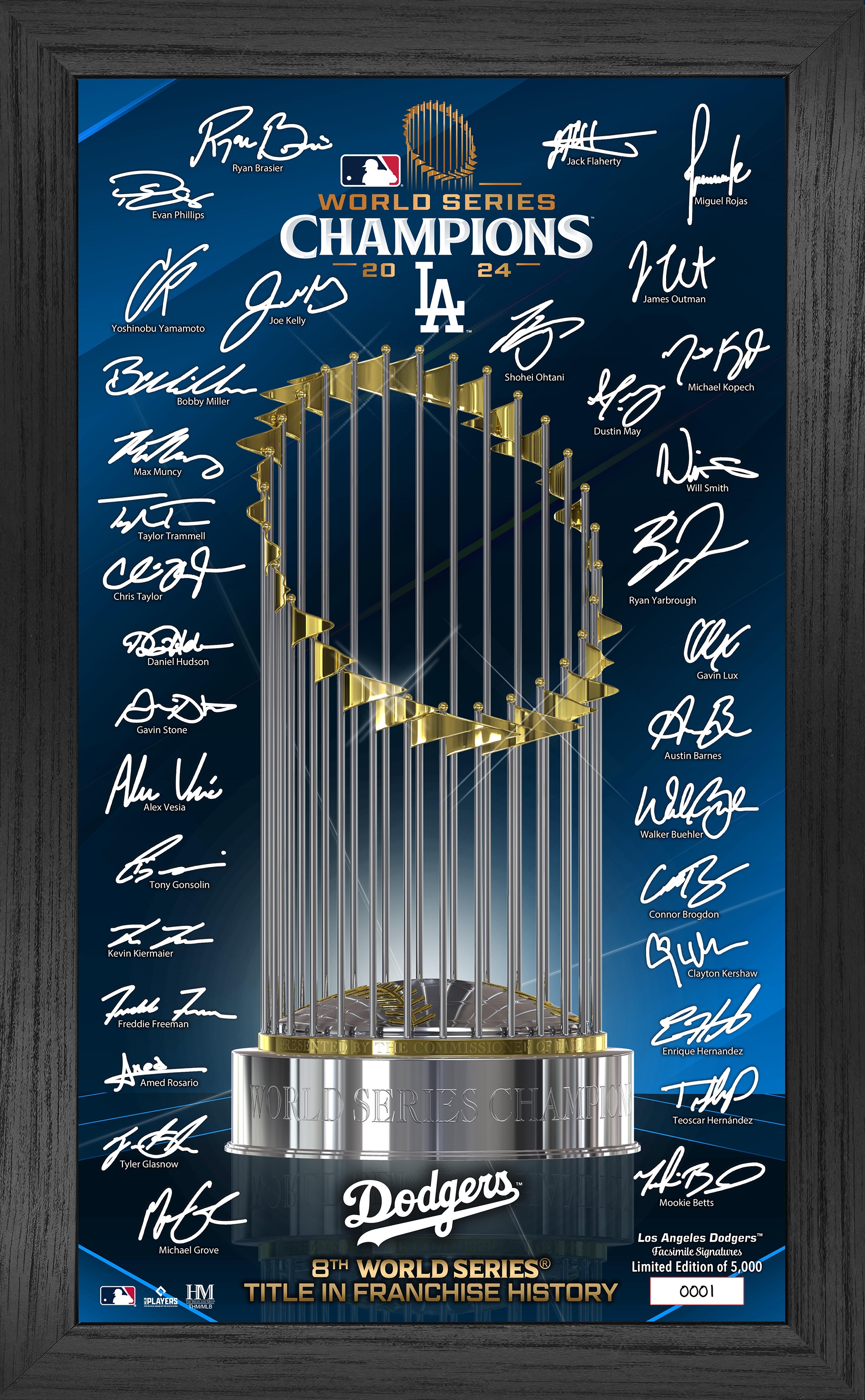 LA Dodgers 2024 World Series Champions Trophy Signature Frame - TSC.ca