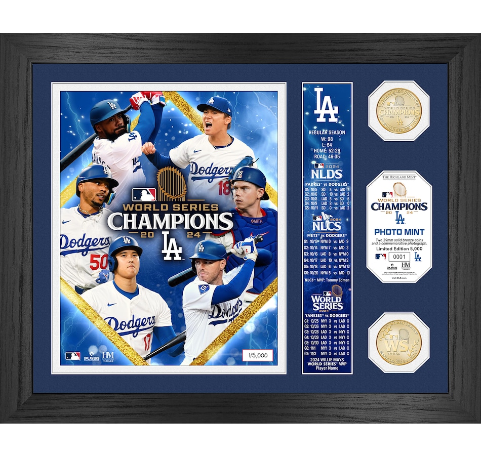 Image 709406.jpg, Product 709-406 / Price $134.99, LA Dodgers 2024 World Series Champions Bronze Coin Banner Photo Mint from Highland Mint on TSC.ca's Sports department