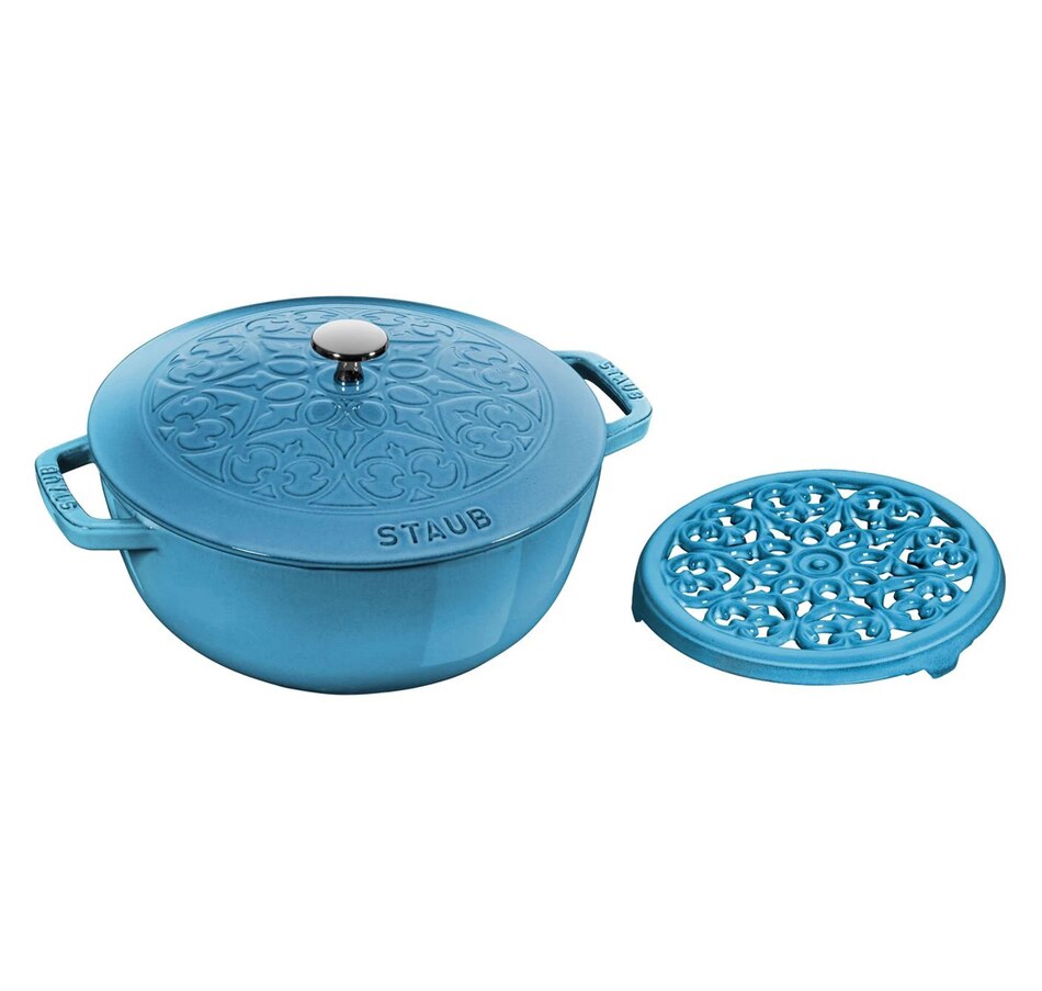 Image 709643.jpg, Product 709-643 / Price $399.99, Staub Cast Iron Pot Set, Lily Decal (round, cast iron, dark blue) from Staub on TSC.ca's Kitchen department