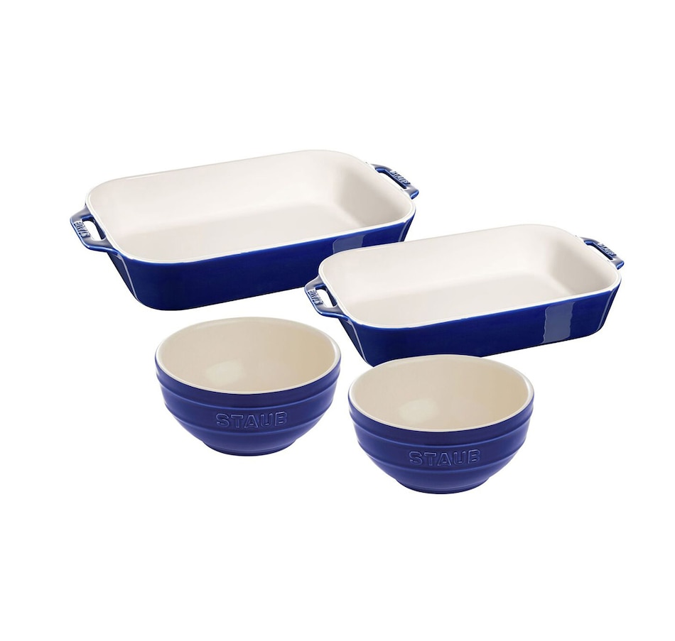 Image 709646.jpg, Product 709-646 / Price $89.99, Staub Ceramique 4-Piece Bakeware Set (dark blue) from Staub on TSC.ca's Kitchen department