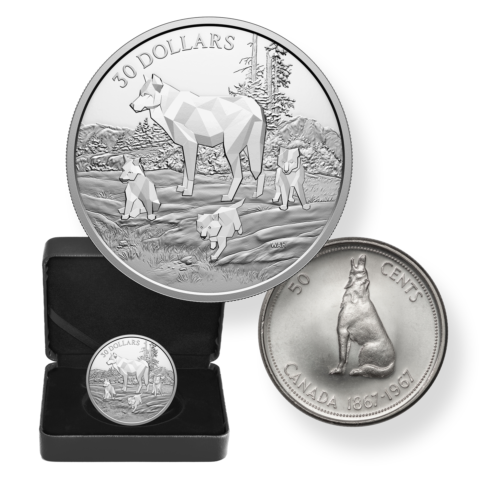 2024 Two-Ounce $30 Fine Silver Timber Wolves Multifaceted Animal