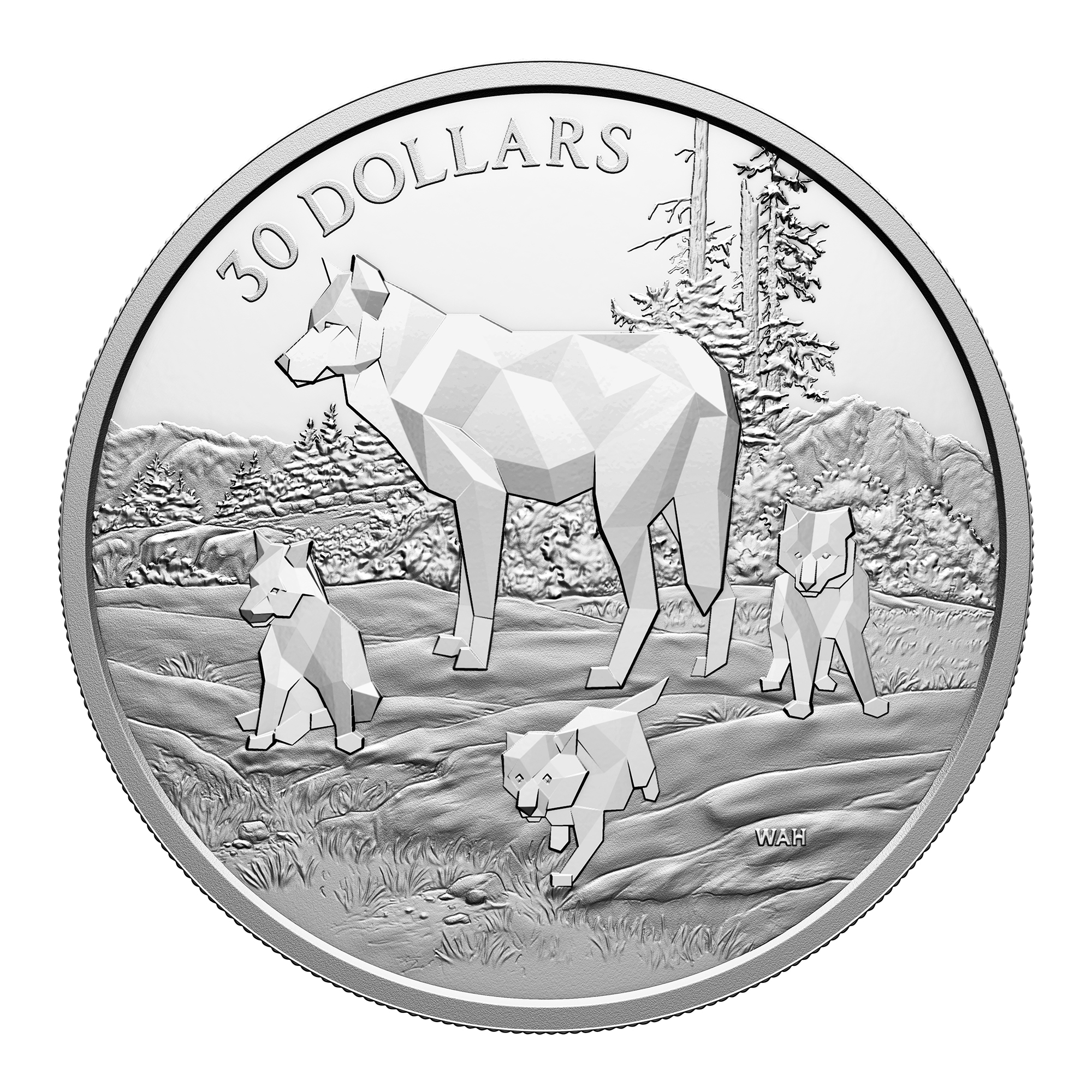2024 Two-Ounce $30 Fine Silver Timber Wolves Multifaceted Animal