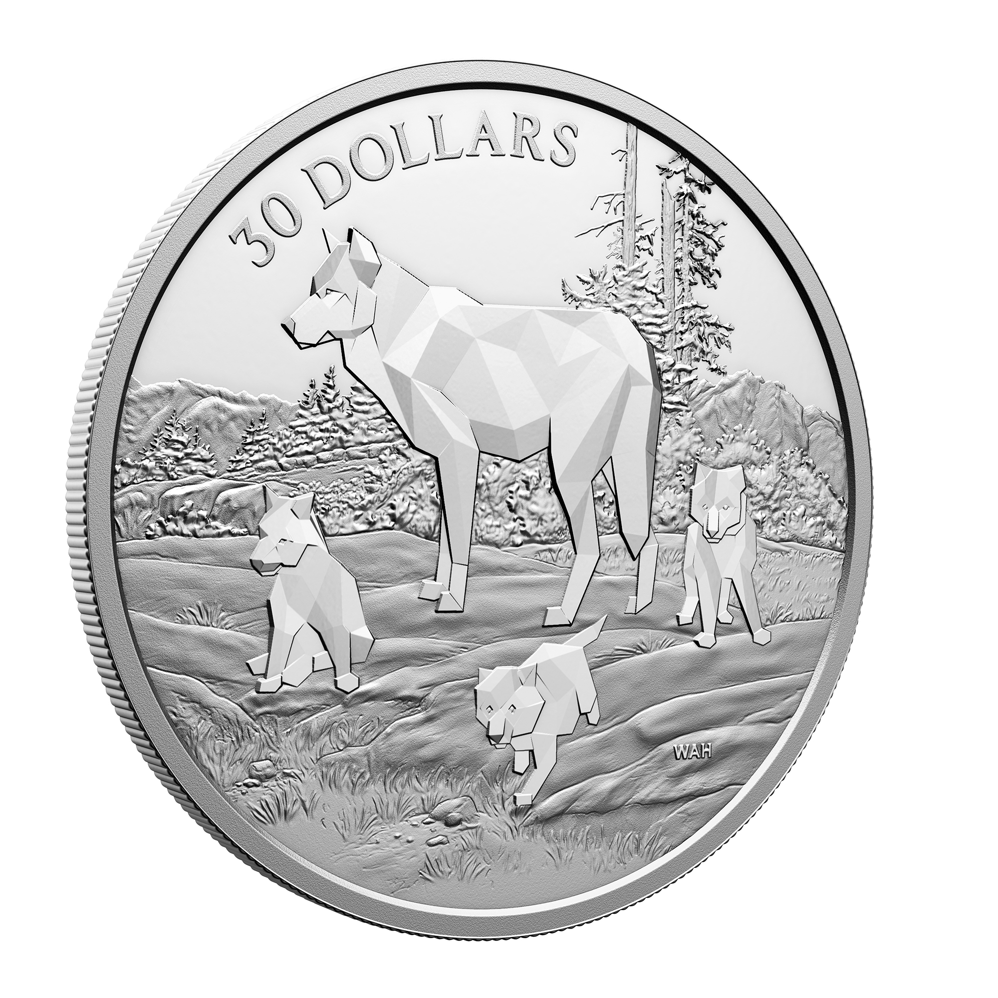 2024 Two-Ounce $30 Fine Silver Timber Wolves Multifaceted Animal