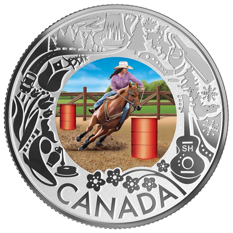 Image 711456.jpg, Product 711-456 / Price $59.95, 2019 $3 Fine Silver Coin Rodeo from Royal Canadian Mint (RCM) on TSC.ca's Coins department