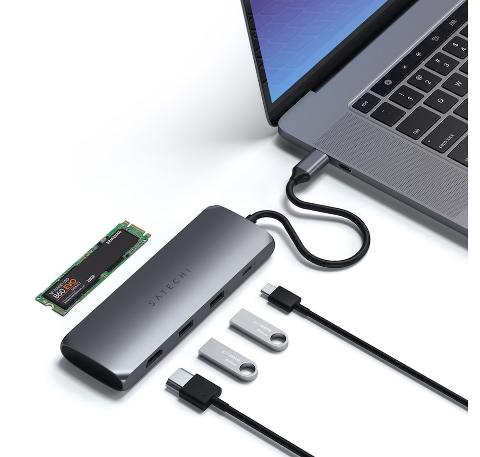 Image 711543_ALTMORE3.jpg, Product 711-543 / Price $119.99, Satechi USB-C Hybrid Multiport Adapter with SSD Enclosure (space grey) from Satechi on TSC.ca's Electronics department