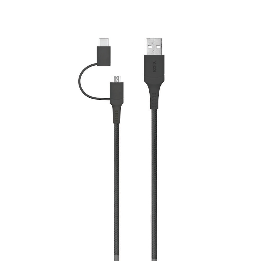 Image 711796.jpg, Product 711-796 / Price $31.99, LOGiiX 2 in 1 Multicable USB-A to USB-C/microUSB-Cable - Black from Logiix on TSC.ca's Electronics department