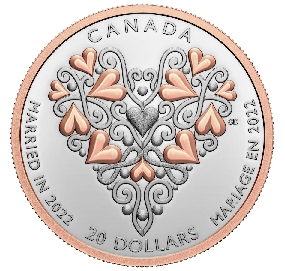 Image 711870.jpg, Product 711-870 / Price $119.95, 2022 $20 Fine Silver Proof Coin - Best Wishes on your Wedding Day from Royal Canadian Mint on TSC.ca's Toys & Hobbies department
