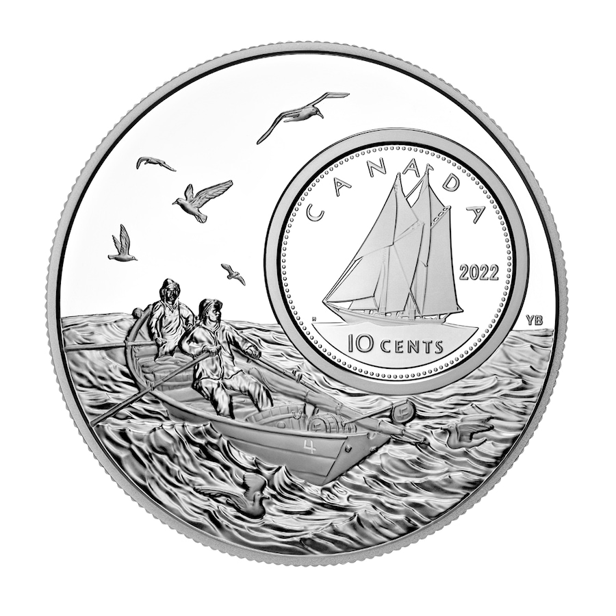 Image 711872.jpg, Product 711-872 / Price $599.95, 2022 Five Ounce 10¢ Pure Silver Coin The Bigger Picture: Bluenose from Royal Canadian Mint (RCM) on TSC.ca's Coins department