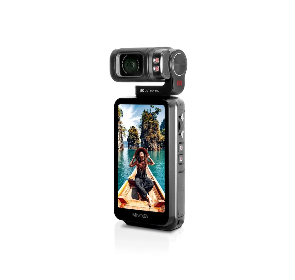 Image 711974_ALTMORE1.jpg, Product 711-974 / Price $589.99, Minolta MN5KGP1 5K UHD/20 MP Handheld Pocket Camcorder with Motorized Tilting Lens Head from Minolta on TSC.ca's Electronics department