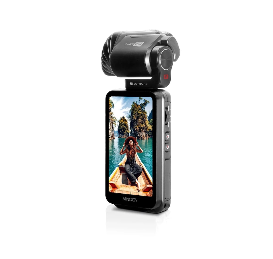Image 711974_ALTMORE2.jpg, Product 711-974 / Price $589.99, Minolta MN5KGP1 5K UHD/20 MP Handheld Pocket Camcorder with Motorized Tilting Lens Head from Minolta on TSC.ca's Electronics department