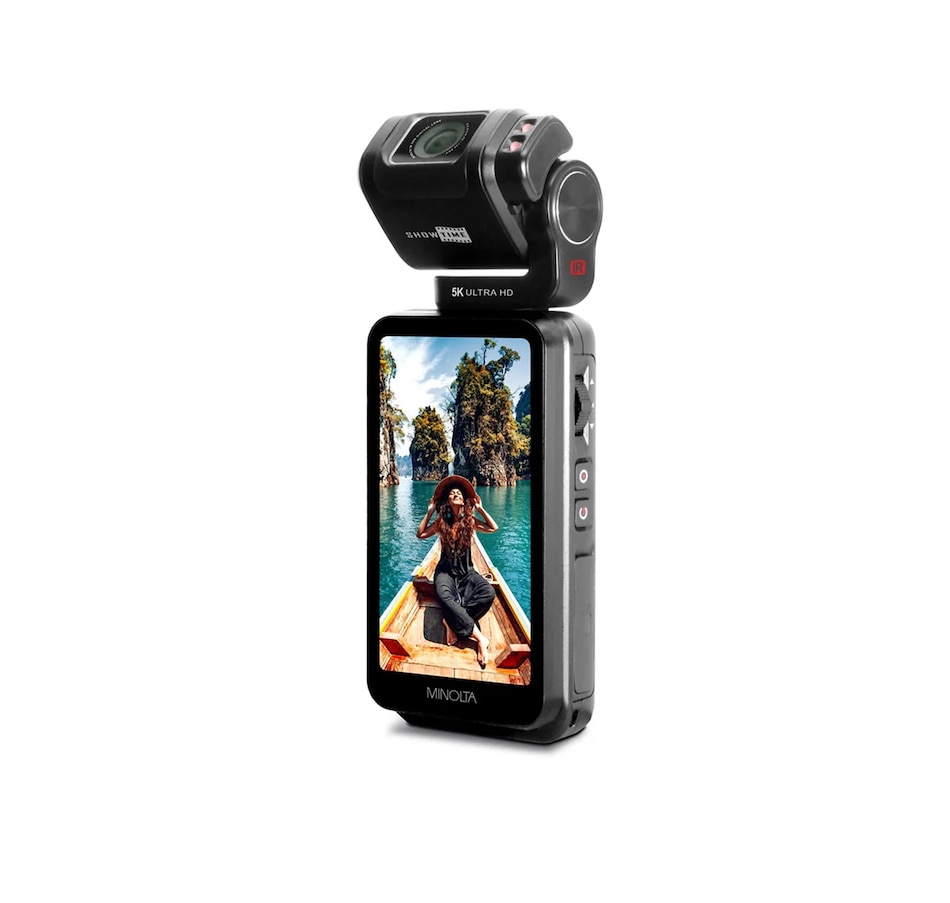 Image 711974_ALTMORE3.jpg, Product 711-974 / Price $589.99, Minolta MN5KGP1 5K UHD/20 MP Handheld Pocket Camcorder with Motorized Tilting Lens Head from Minolta on TSC.ca's Electronics department
