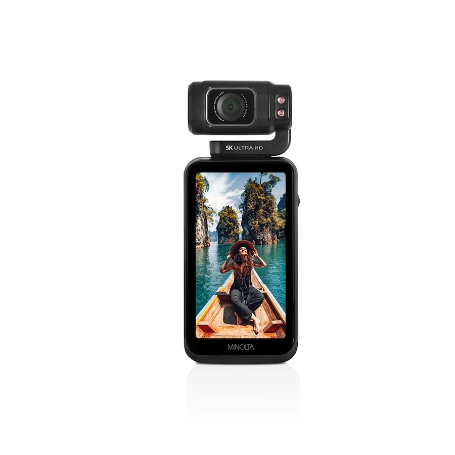Image 711974_ALTMORE7.jpg, Product 711-974 / Price $589.99, Minolta MN5KGP1 5K UHD/20 MP Handheld Pocket Camcorder with Motorized Tilting Lens Head from Minolta on TSC.ca's Electronics department