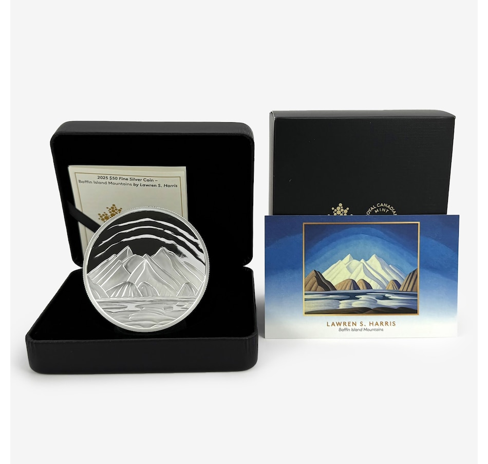 Image 711986.jpg, Product 711-986 / Price $799.95, 2025 $50 Fine Silver Baffin Island Mountains by Lawren S. Harris from Royal Canadian Mint (RCM) on TSC.ca's Coins department
