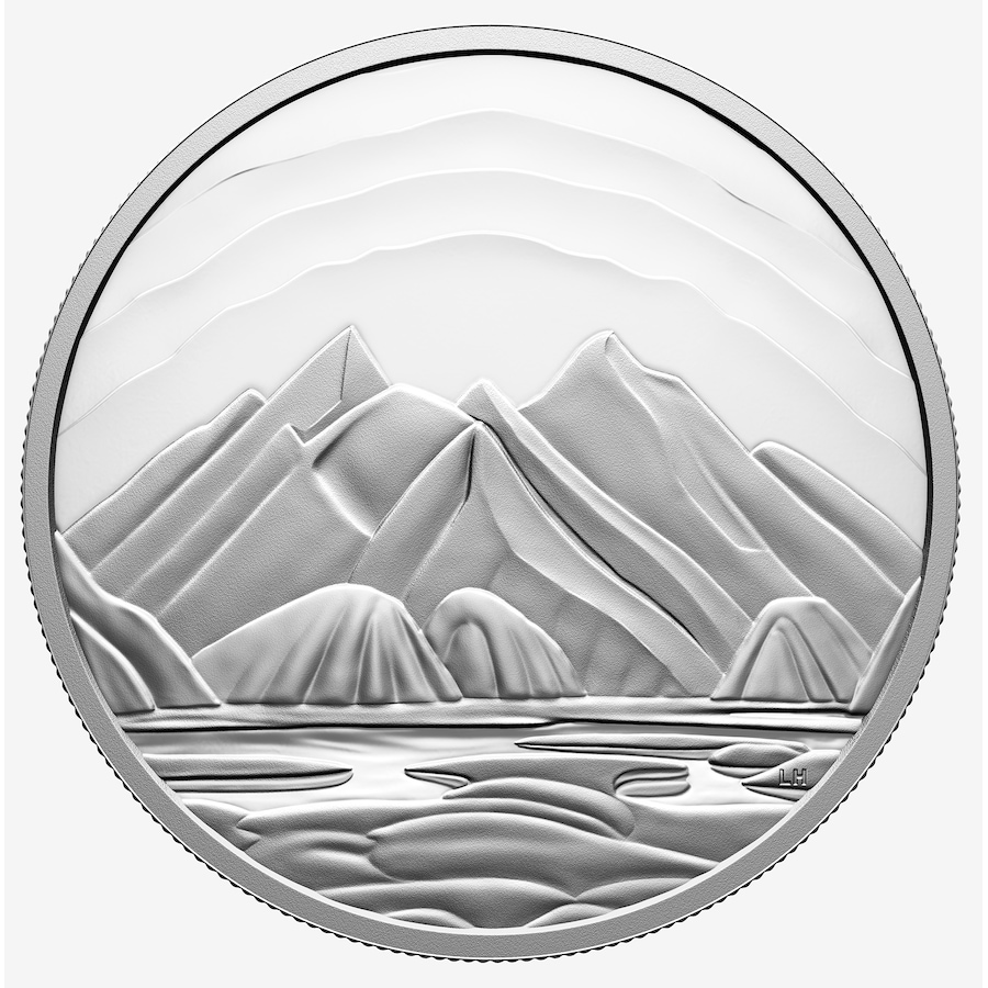 Image 711986_ALTMORE1.jpg, Product 711-986 / Price $999.95, 2025 $50 Fine Silver Baffin Island Mountains by Lawren S. Harris from Royal Canadian Mint (RCM) on TSC.ca's Coins department