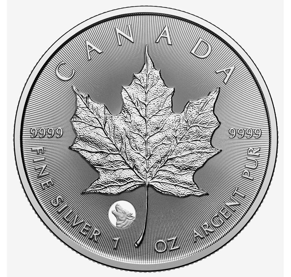 Image 711992_ALTMORE2.jpg, Product 711-992 / Price $109.95, 2026 One-Ounce $5 Pure Silver Treasured Maple Leaf Coin, Limited Edition with Wolf Privy Mark in Display Card from Royal Canadian Mint (RCM) on TSC.ca's Coins department