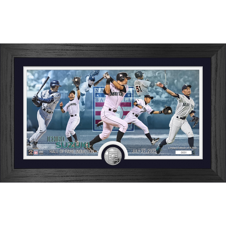 Image 712022.jpg, Product 712-022 / Price $159.99, Ichiro Suzuki Hall of Fame Induction Silver Coin Pano Photo Mint  from Highland Mint on TSC.ca's Sports department