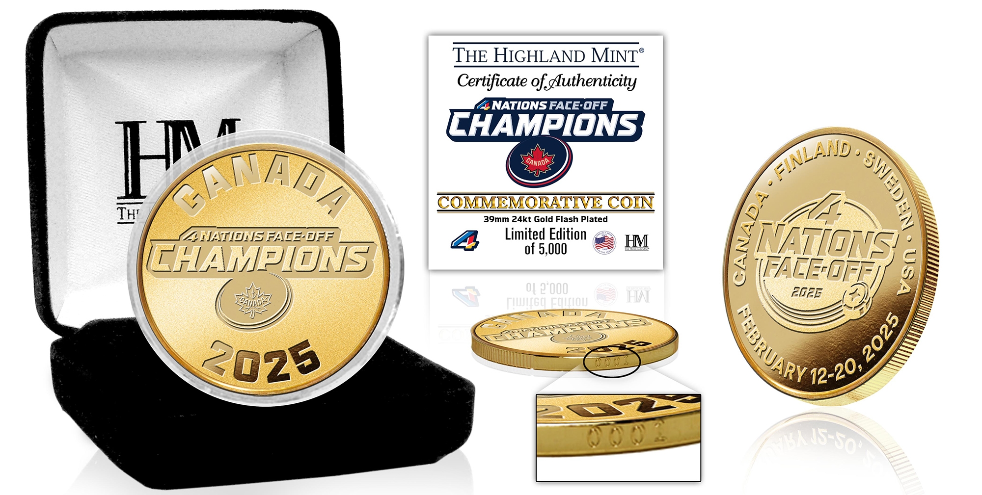 Highland Mint Team Canada 2025 4 Nations Face Off Champions Gold