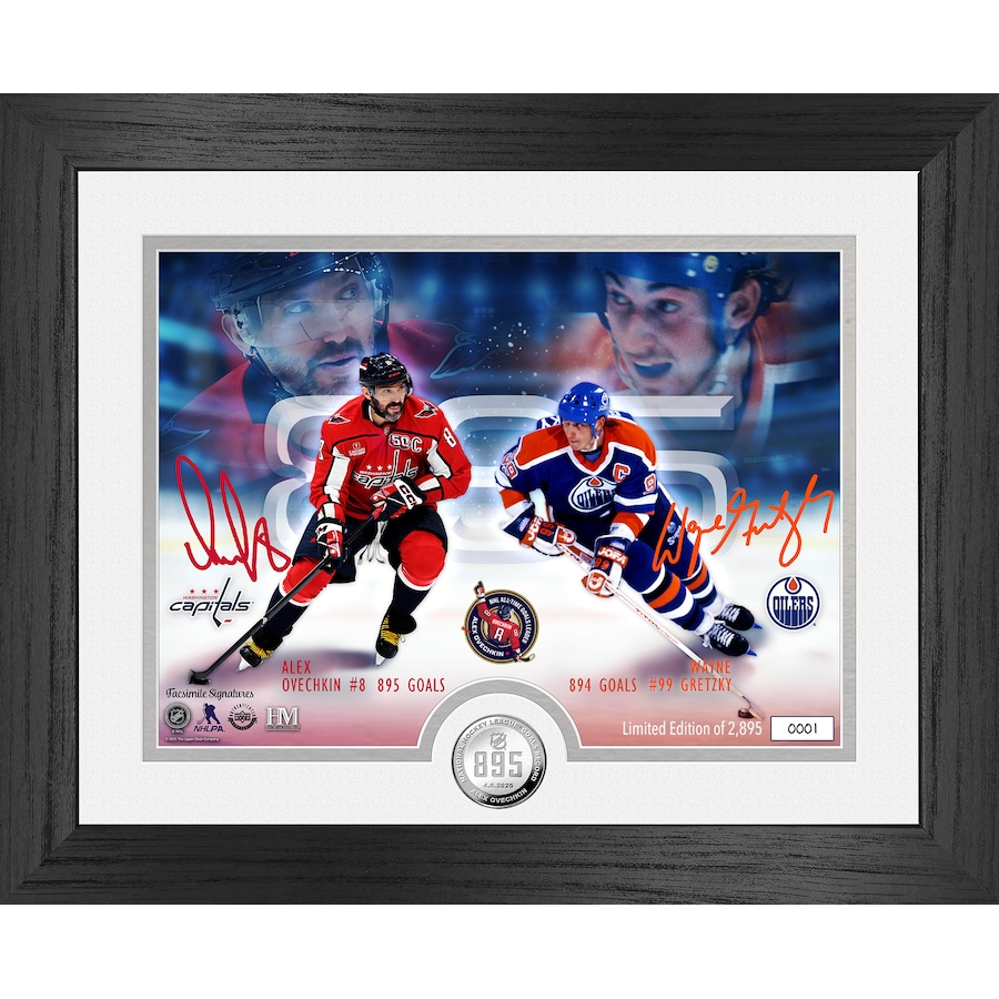 Image 712074.jpg, Product 712-074 / Price $109.99, Alexander Ovechkin and Wayne Gretzky NHL 895 Goals Record Silver Coin Photo Mint from Highland Mint on TSC.ca's Sports department