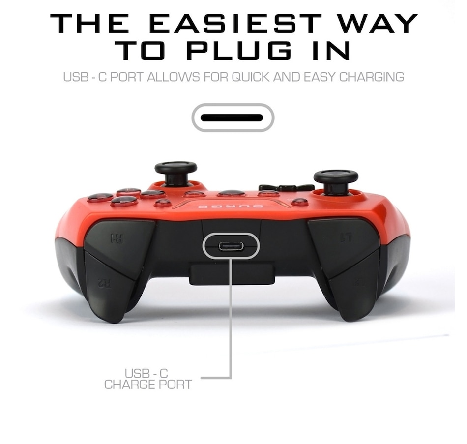 Image 712655_ALTMORE2.jpg, Product 712-655 / Price $39.99, Surge SwitchPad Wireless Pro Controller for Nintendo Switch (Red) on TSC.ca's Toys & Hobbies department