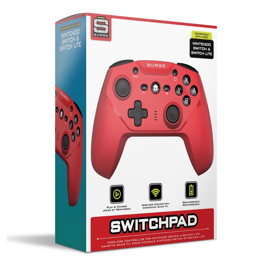 Image 712655_ALTMORE3.jpg, Product 712-655 / Price $39.99, Surge SwitchPad Wireless Pro Controller for Nintendo Switch (Red) on TSC.ca's Toys & Hobbies department