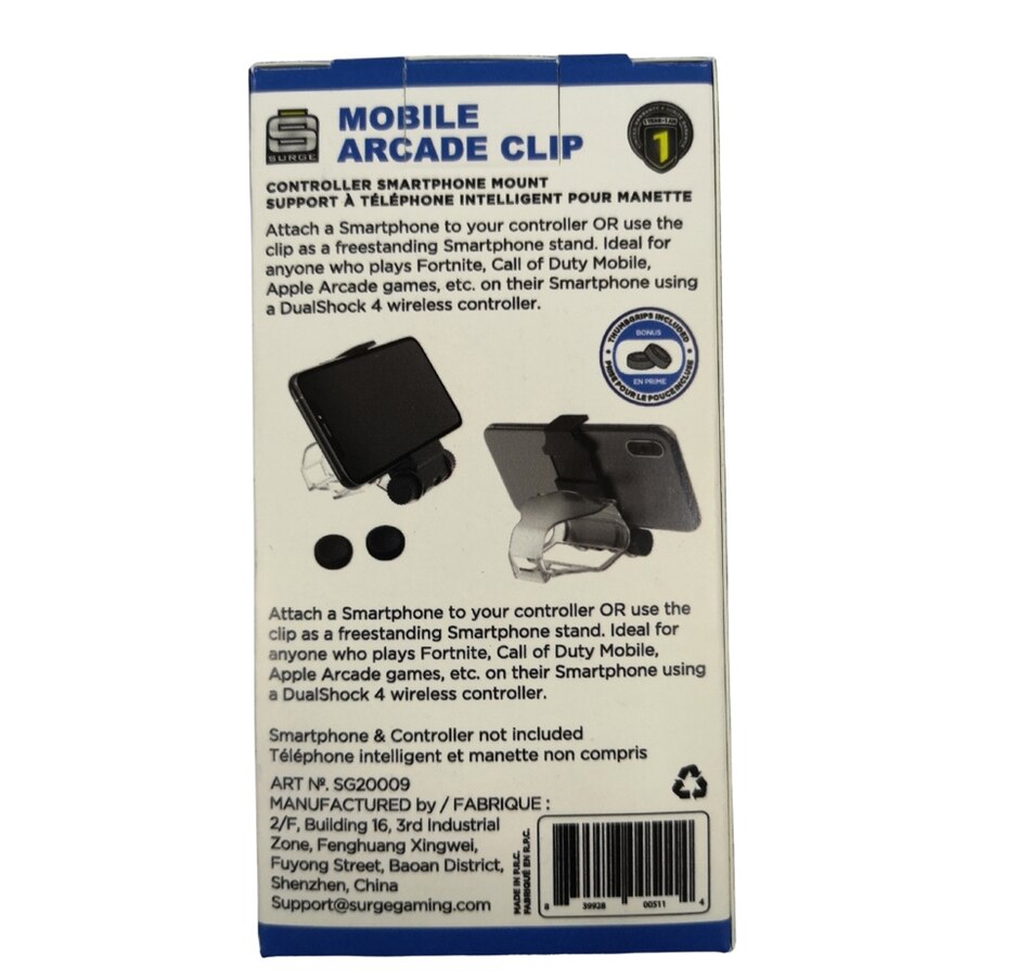 Image 712660_ALTMORE4.jpg, Product 712-660 / Price $19.99, Surge Mobile Arcade Clip Controller Smartphone Mount for PS4 on TSC.ca's Toys & Hobbies department