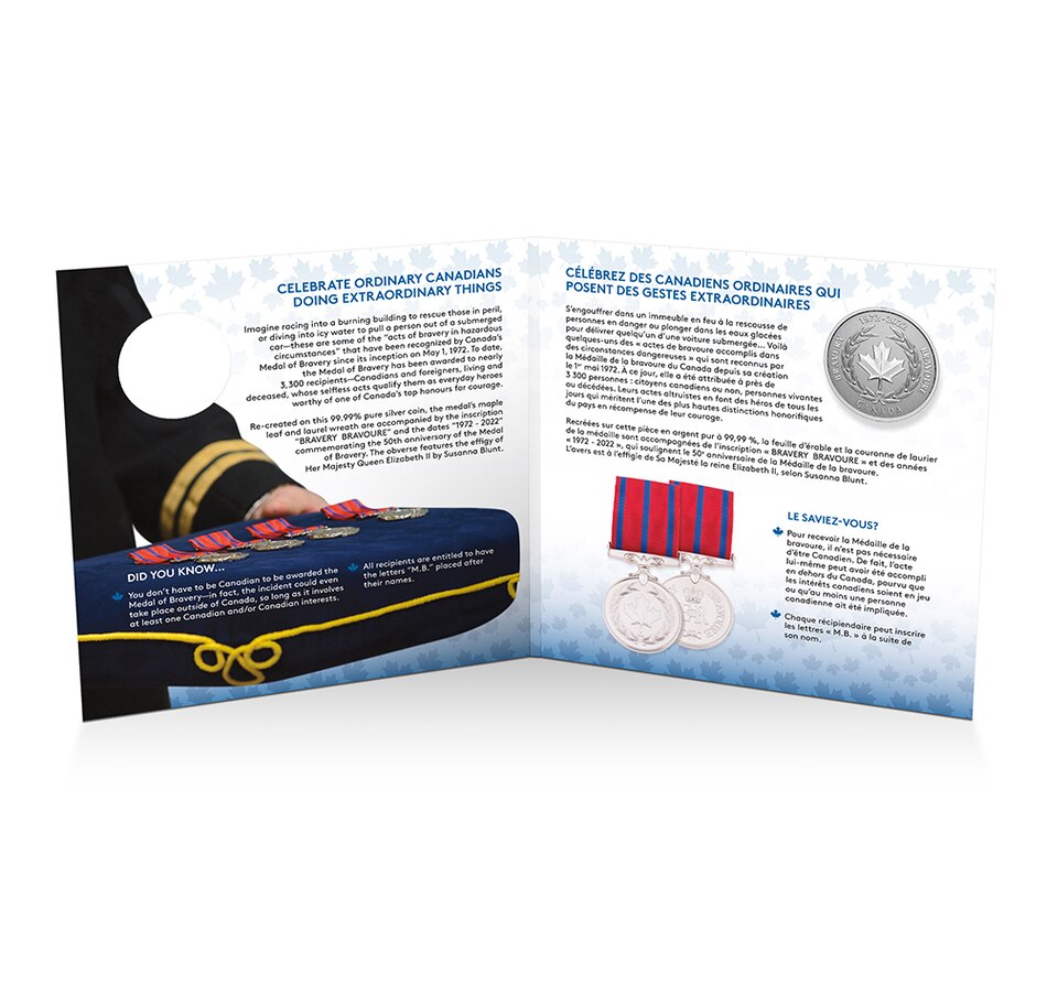 Image 712677_ALTMORE2.jpg, Product 712-677 / Price $24.95, 2022 $5 Medal of Bravery $5 Fine Silver Coin Moments to Hold Series from Royal Canadian Mint (RCM) on TSC.ca's Coins department