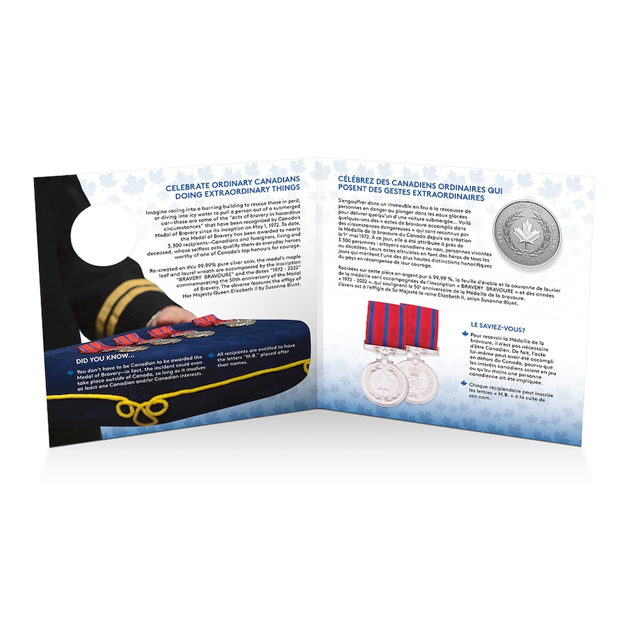 Image 712677_ALTMORE2.jpg, Product 712-677 / Price $44.95, 2022 $5 Medal of Bravery $5 Fine Silver Coin Moments to Hold Series from Royal Canadian Mint (RCM) on TSC.ca's Coins department