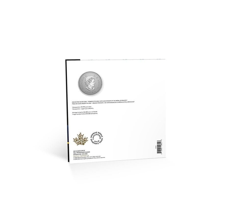 Image 712677_ALTMORE4.jpg, Product 712-677 / Price $24.95, 2022 $5 Medal of Bravery $5 Fine Silver Coin Moments to Hold Series from Royal Canadian Mint (RCM) on TSC.ca's Coins department