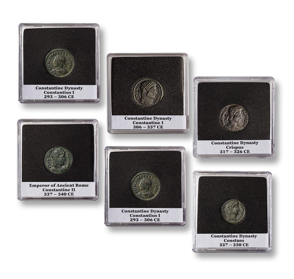 Image 712691_ALTMORE1.jpg, Product 712-691 / Price $249.95, Set of Six Ancient Roman Bronze Coins of the Constantine Dynasty (293-361 CE) from Canadian Coin & Currency on TSC.ca's Coins department