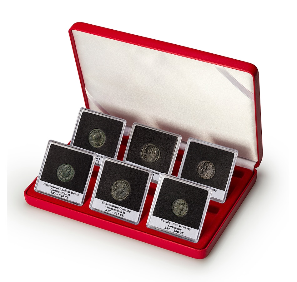 Image 712691_ALTMORE2.jpg, Product 712-691 / Price $249.95, Set of Six Ancient Roman Bronze Coins of the Constantine Dynasty (293-361 CE) from Canadian Coin & Currency on TSC.ca's Coins department