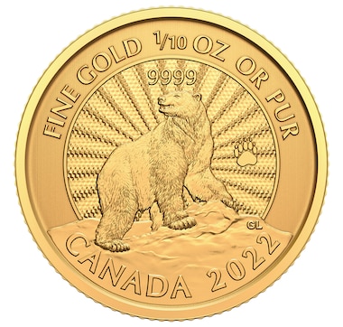 2022 One-Tenth Ounce $5 Pure Gold Polar Bear Coin