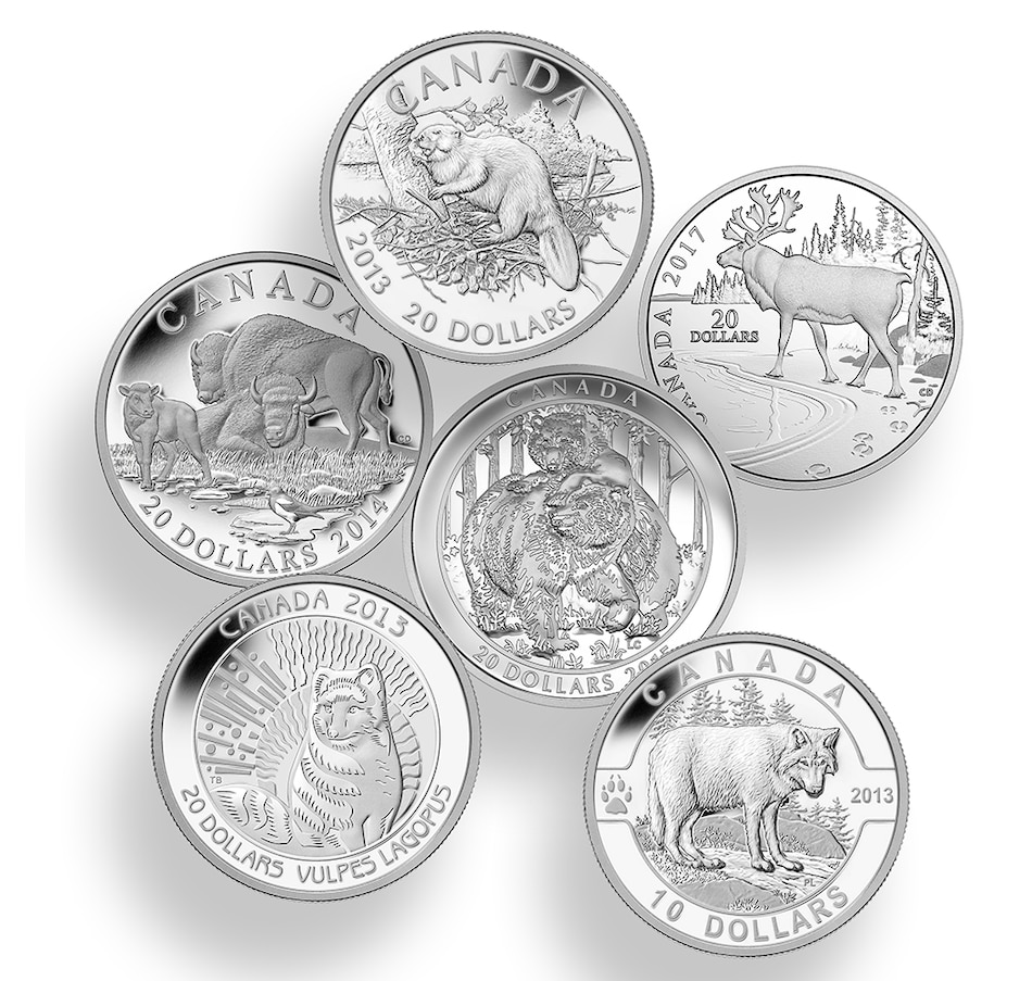 Image 712830.jpg, Product 712-830 / Price $527.70, Wild Canada - Collection of Six Fine Silver Coins from Royal Canadian Mint (RCM) on TSC.ca's Coins department