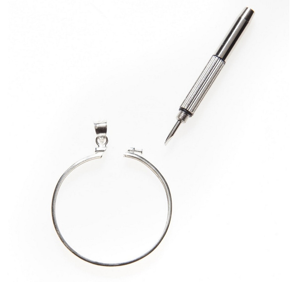 Image 712842_ALTMORE2.jpg, Product 712-842 / Price $159.95, All Five Sizes in One - Coin Bezel Jewellery Kit with 20" Rhodium-Plated Sterling Silver Snake Chain from Royal Canadian Mint (RCM) on TSC.ca's Coins department