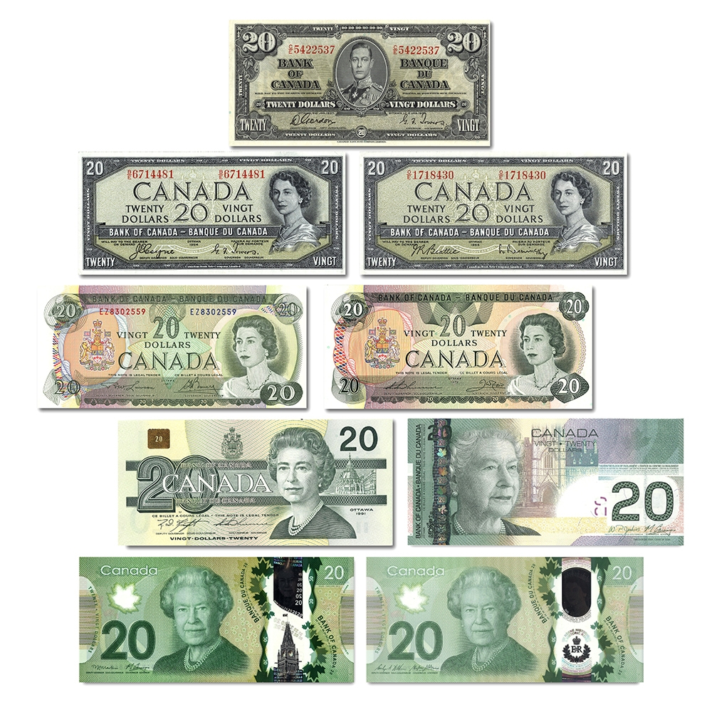 BANKNOTESコレクション 20枚 Premium Quality $20 Banknote Collection, 1937-2015 (9-Notes) - TSC.ca