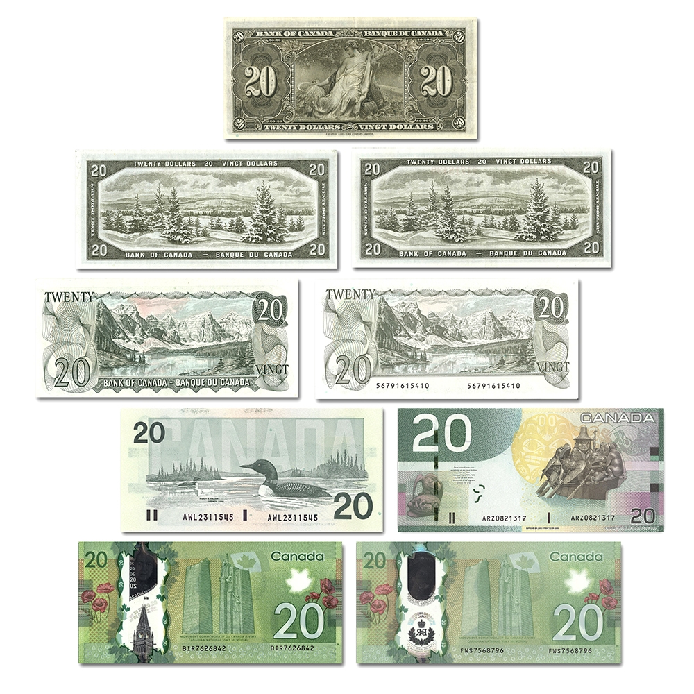 BANKNOTESコレクション 20枚 Premium Quality $20 Banknote Collection, 1937-2015 (9-Notes) - TSC.ca