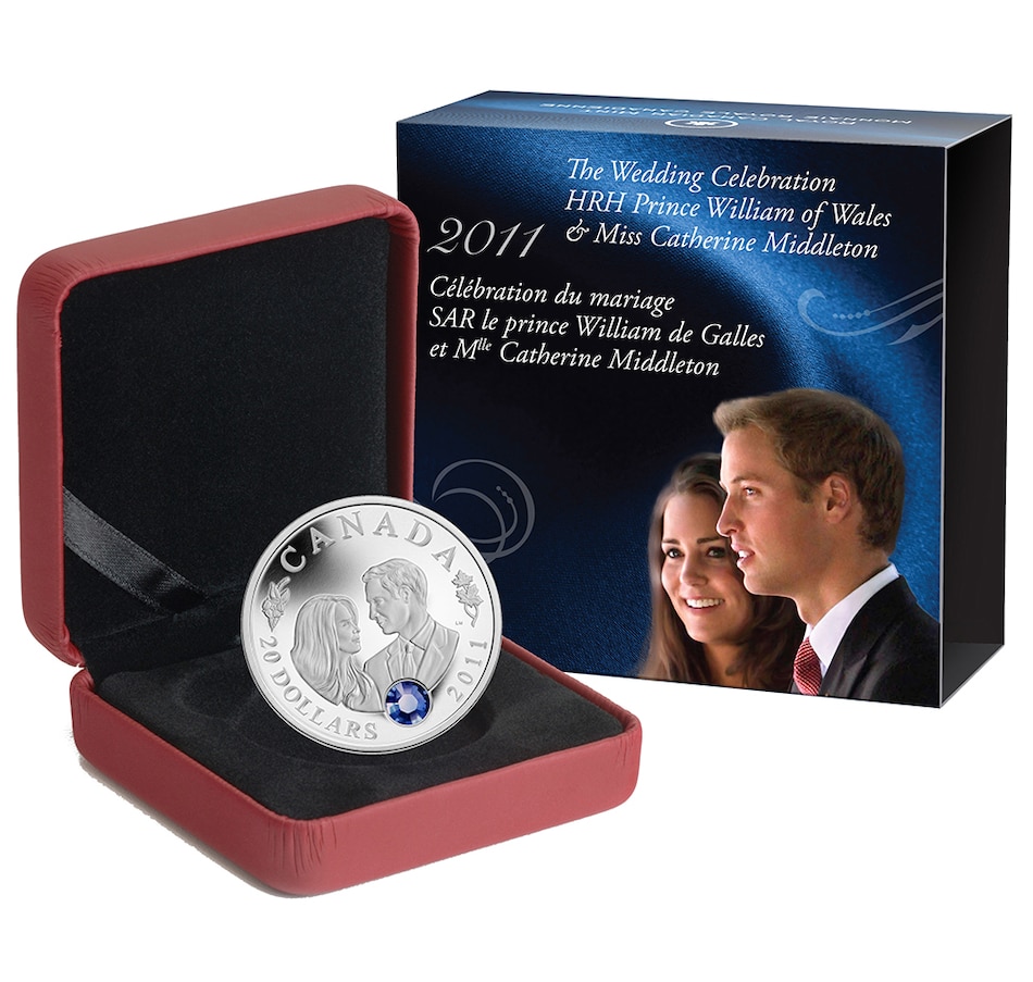 Image 713039.jpg, Product 713-039 / Price $124.95, $20 Fine Silver Coin 2011 HRH Prince William of Wales and Miss Catherine Middleton from Royal Canadian Mint (RCM) on TSC.ca's Coins department