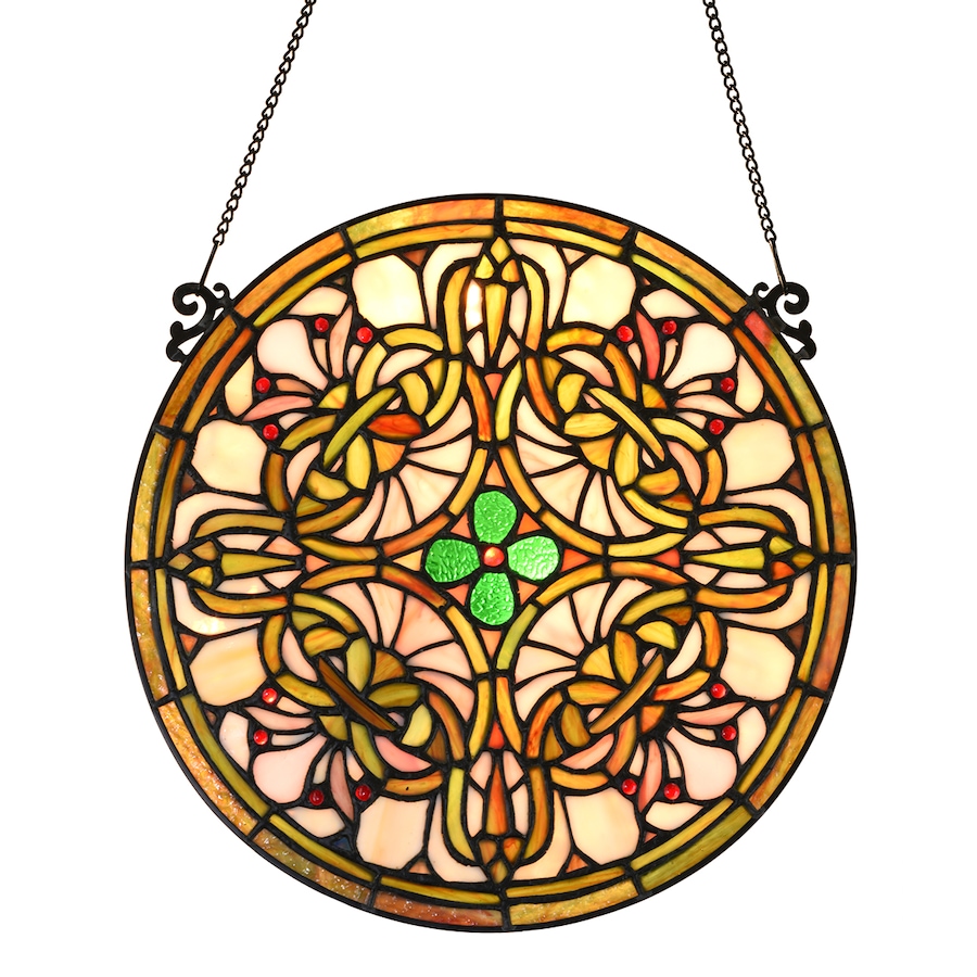 Image 713105.jpg, Product 713-105 / Price $199.99, Fine Art Lighting - Tree of Life Tiffany Style Stained Glass Window Panel (KP122), Yellow Sun Flower Design, Round Hanging Decorative Panel, 12" Diameter from Fine Art Lighting on TSC.ca's Home & Garden department