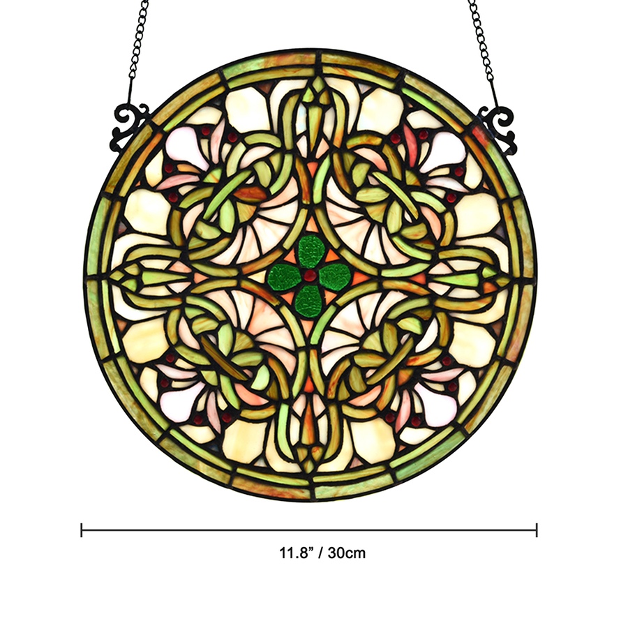 Image 713105_ALTMORE3.jpg, Product 713-105 / Price $199.99, Fine Art Lighting - Tree of Life Tiffany Style Stained Glass Window Panel (KP122), Yellow Sun Flower Design, Round Hanging Decorative Panel, 12" Diameter from Fine Art Lighting on TSC.ca's Home & Garden department