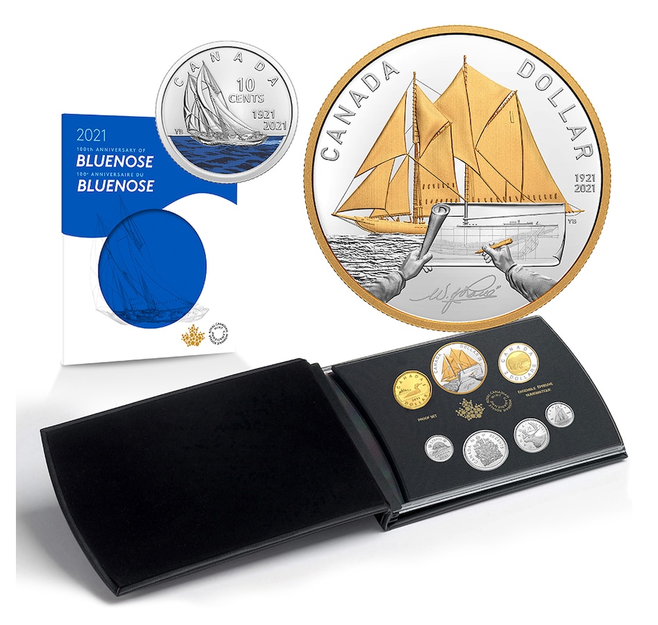 Image 713170.jpg, Product 713-170 / Price $289.95, 2021 Fine Silver Proof Set with Bluenose Silver Dollar with Exclusive Bonus Keepsake Set from Royal Canadian Mint (RCM) on TSC.ca's Coins department