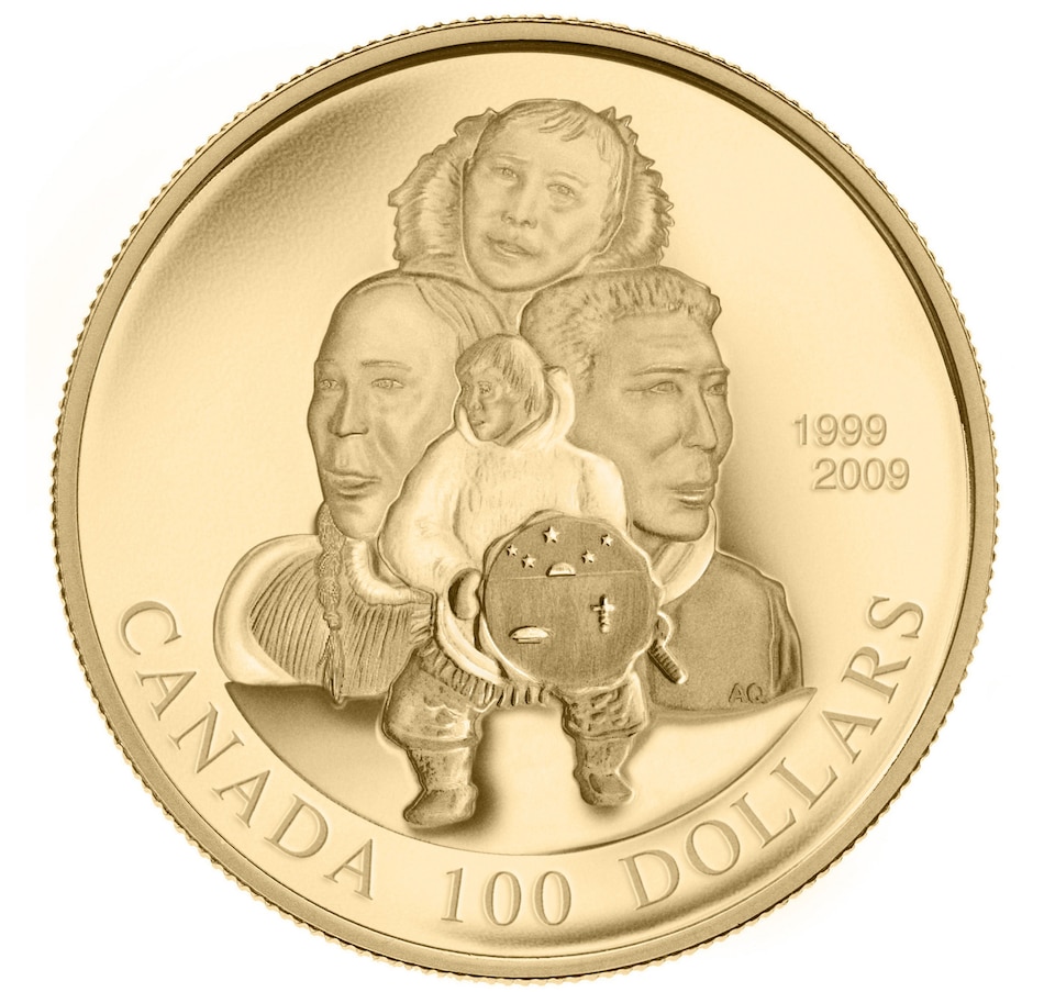 Image 713322.jpg, Product 713-322 / Price $949.95, 2009 $100 Nunavut 10th Anniversary 14K Gold Coin from Royal Canadian Mint (RCM) on TSC.ca's Coins department