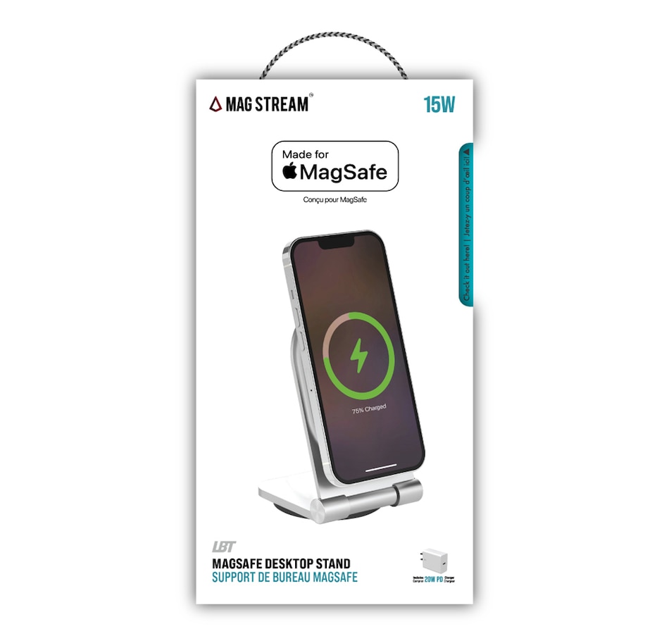 Image 713325.jpg, Product 713-325 / Price $84.99, Magstream Magsafe Desktop Wireless Charger With 20-Watt PD Adapter (silver) from LBT on TSC.ca's Electronics department